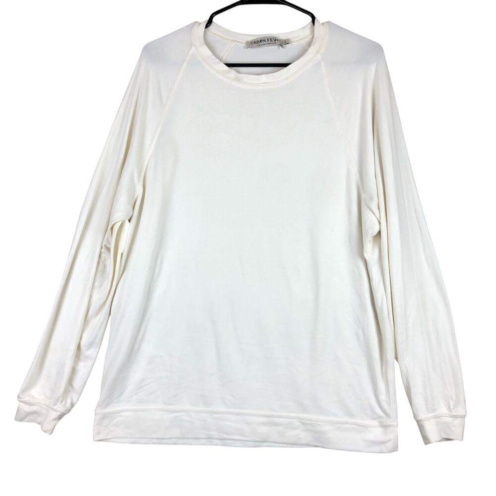 Cabin Fever Womens Sweater Cream Crew Neck Long Sleeve Super Soft Cozy Medium